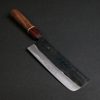 Hitohira Echizen NB White #2 Kurouchi Damascus Nakiri 165mm Walnut Handle (Rengas Ferrule)