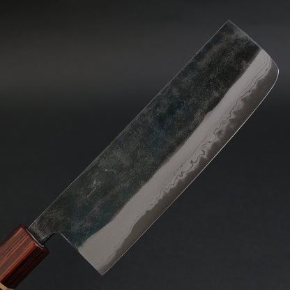 Hitohira Echizen NB White #2 Kurouchi Damascus Nakiri 165mm Walnut Handle (Rengas Ferrule)