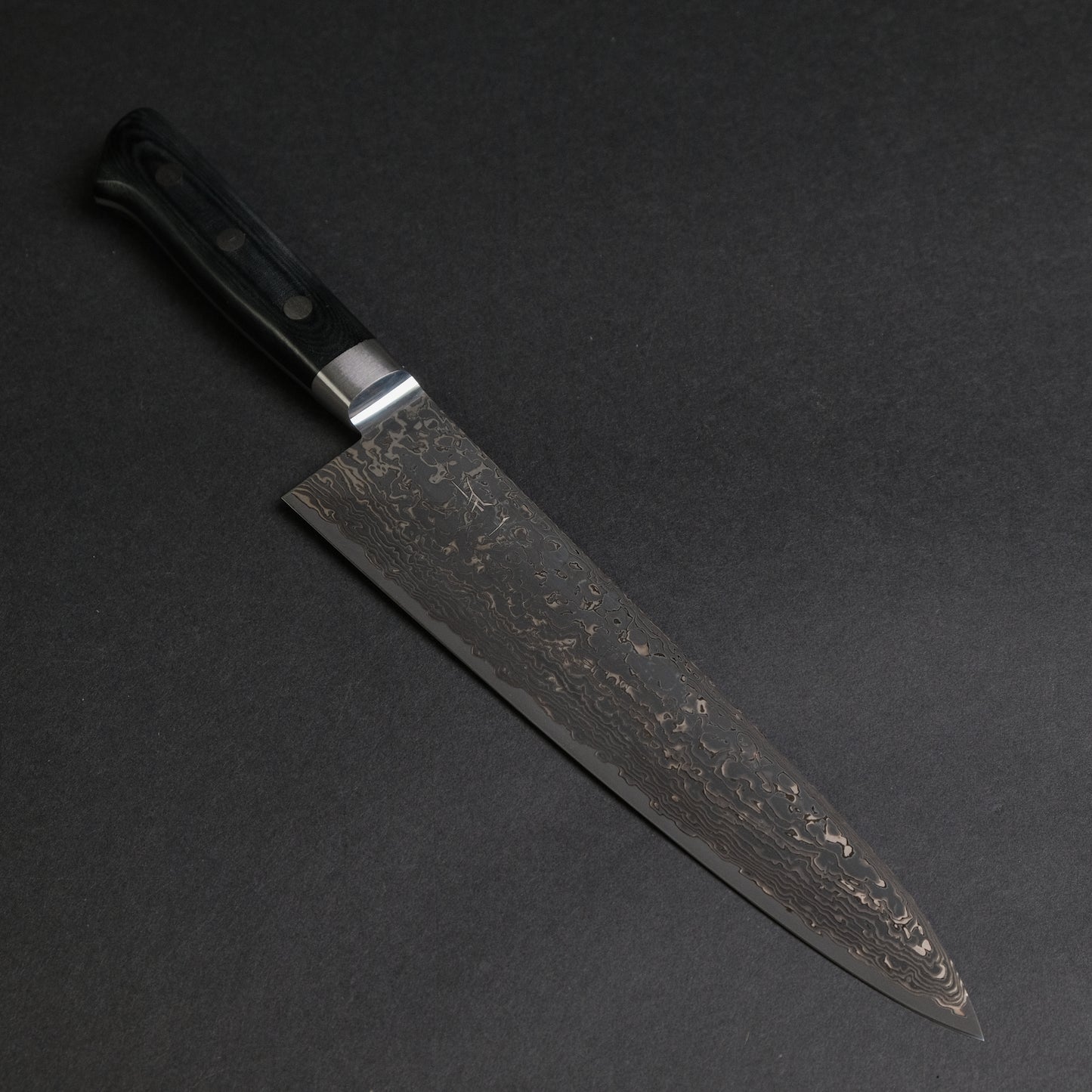 Hitohira FJ SG2 Nickel Damascus Black Gyuto 210mm Linen Micarta Handle