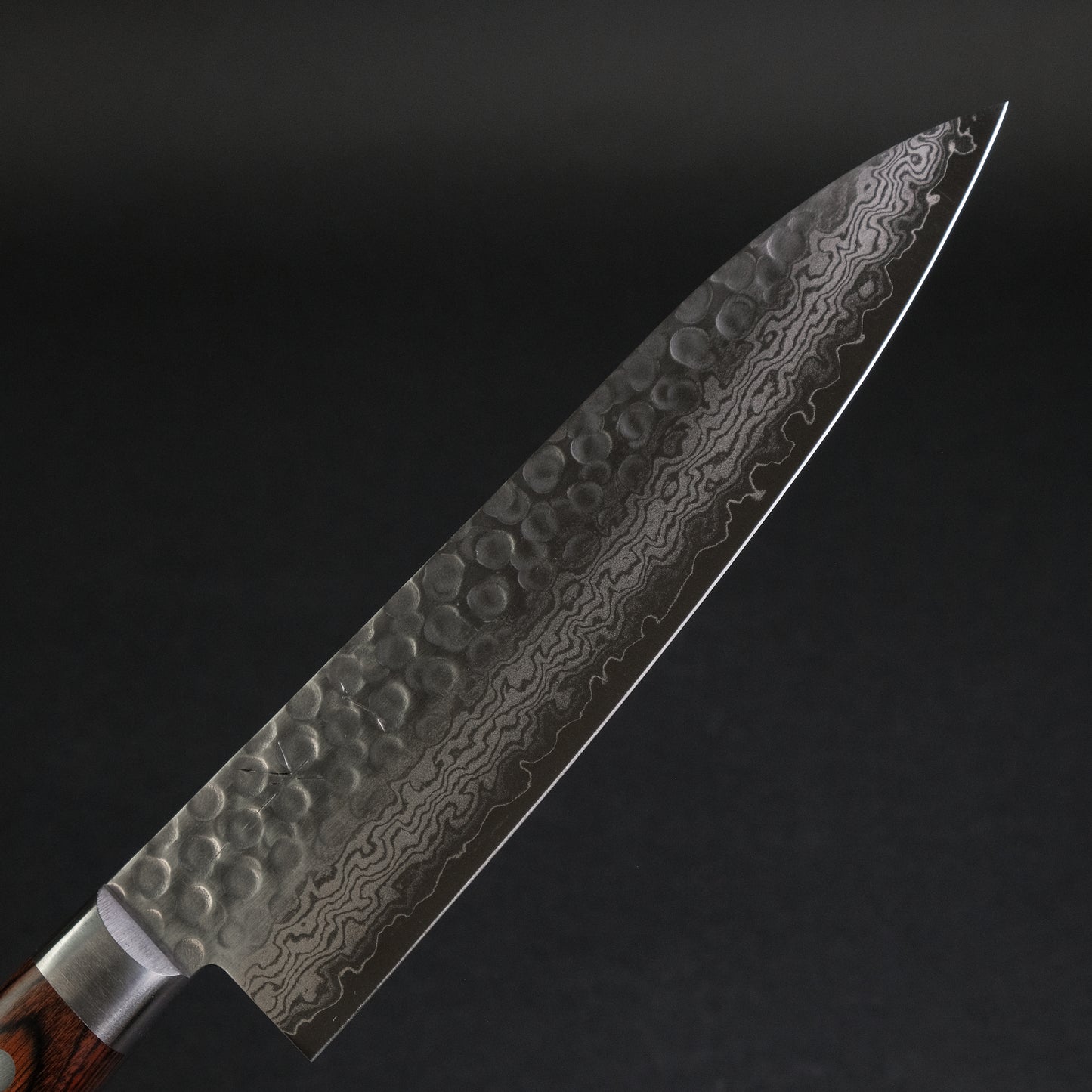 Hitohira HG Tsuchime Damascus Gyuto 180mm Imitation Mahogany Handle