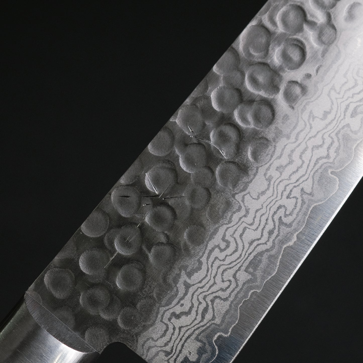 Hitohira HG Tsuchime Damascus Gyuto 180mm Imitation Mahogany Handle