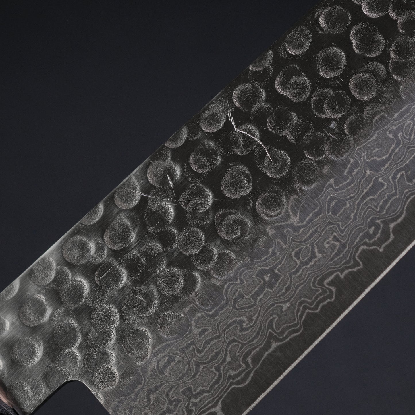 Hitohira HG Tsuchime Damascus Gyuto 240mm Walnut Handle