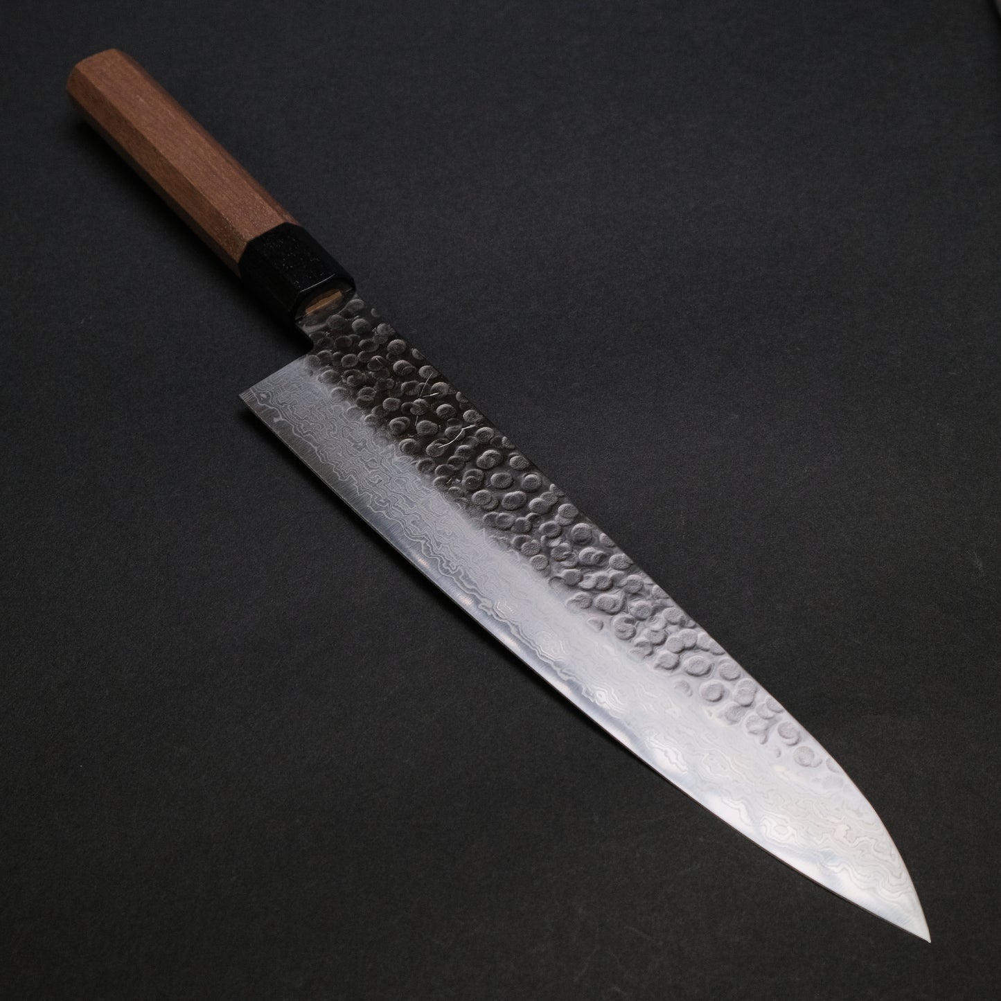 Hitohira HG Tsuchime Damascus Gyuto 240mm Walnut Handle