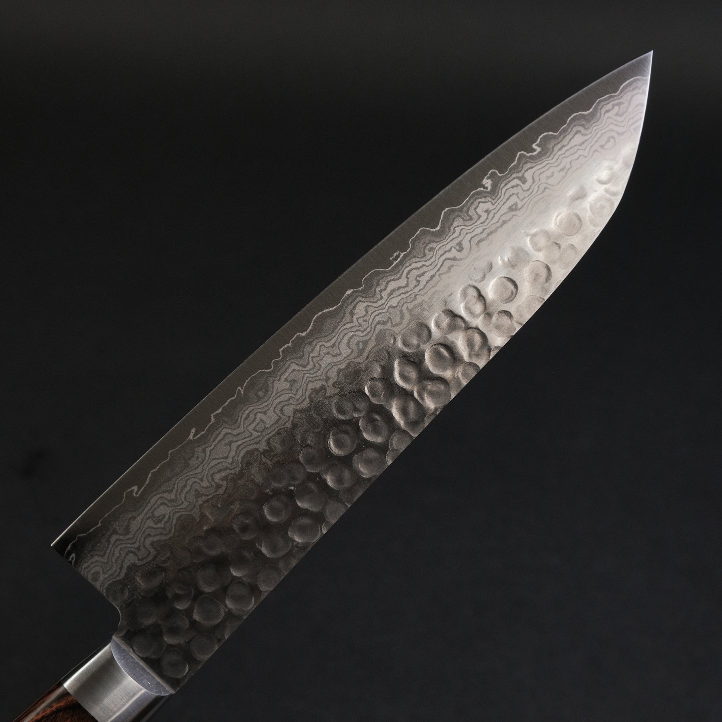 Hitohira HG Tsuchime Damascus Santoku 185mm Imitation Mahogany Handle