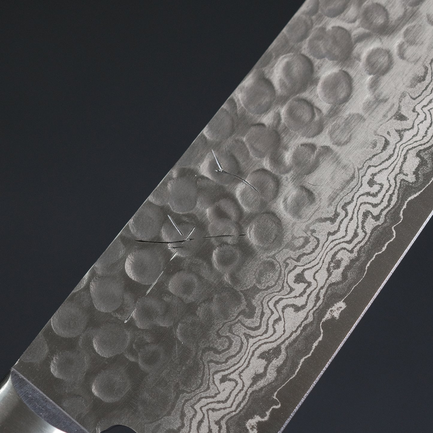 Hitohira HG Tsuchime Damascus Santoku 185mm Imitation Mahogany Handle