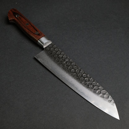 Hitohira HG Tsuchime Damascus Santoku 185mm Imitation Mahogany Handle