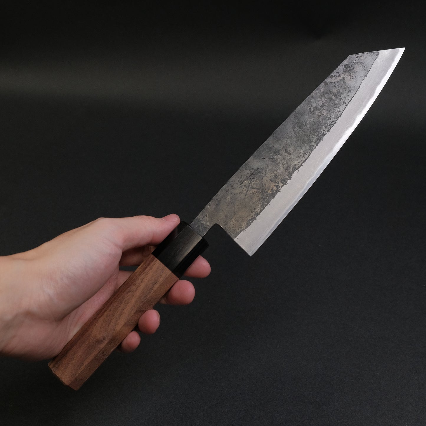 Hitohira Harima Forged Blue #2 Stainless Clad Kurouchi Bunka 180mm Walnut Handle