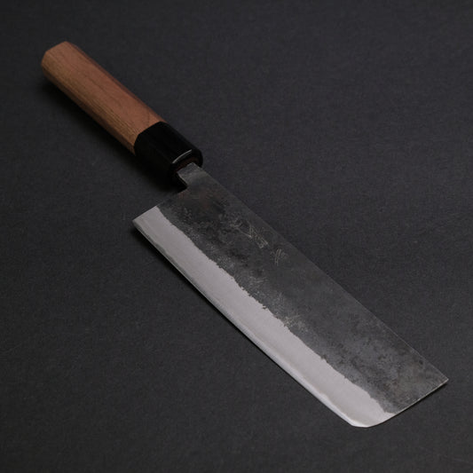 Hitohira Harima Forged Blue #2 Stainless Clad Kurouchi Nakiri Walnut Handle