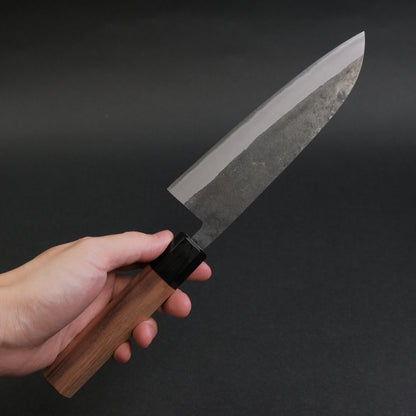 Hitohira Harima Forged Blue #2 Stainless Clad Kurouchi Santoku Walnut Handle