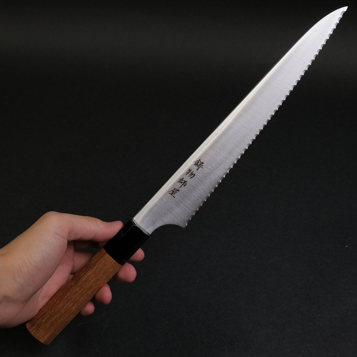 Hitohira Imojiya TH Stainless Bread Knife 240mm Teak Handle (Wa)