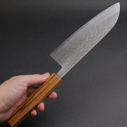 Hitohira TD SLD Tsuchime Santoku 165mm Lacquered Oak Handle