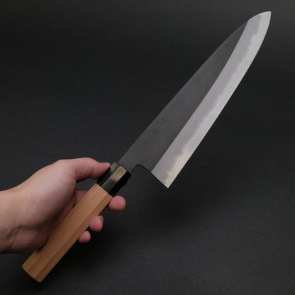 Hitohira Tanaka Kyuzo Blue #1 Kurouchi Gyuto 240mm Yakusugi Cedar Handle (Extra Height)