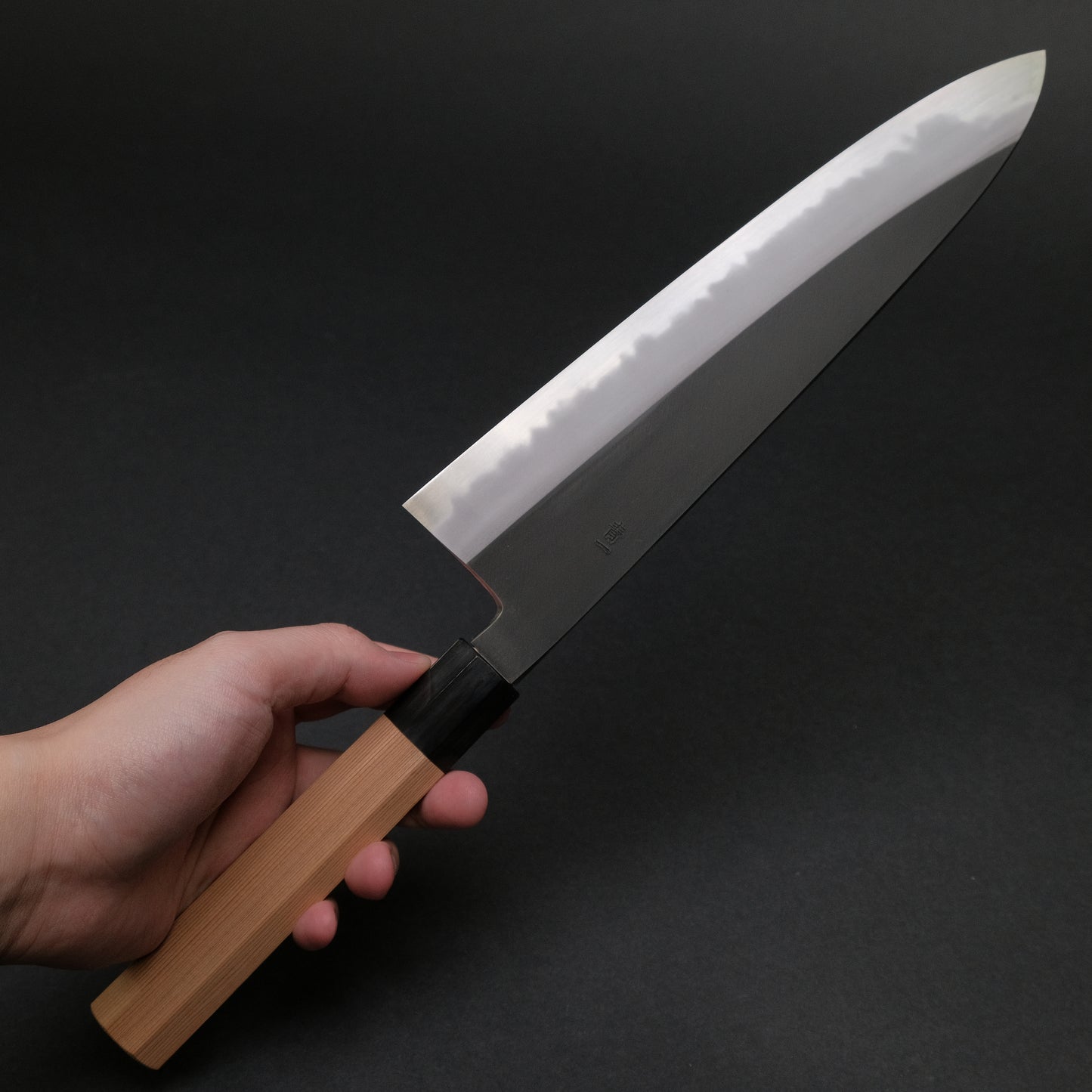 Hitohira Tanaka Kyuzo Blue #1 Kurouchi Gyuto 240mm Yakusugi Cedar Handle (Extra Height)