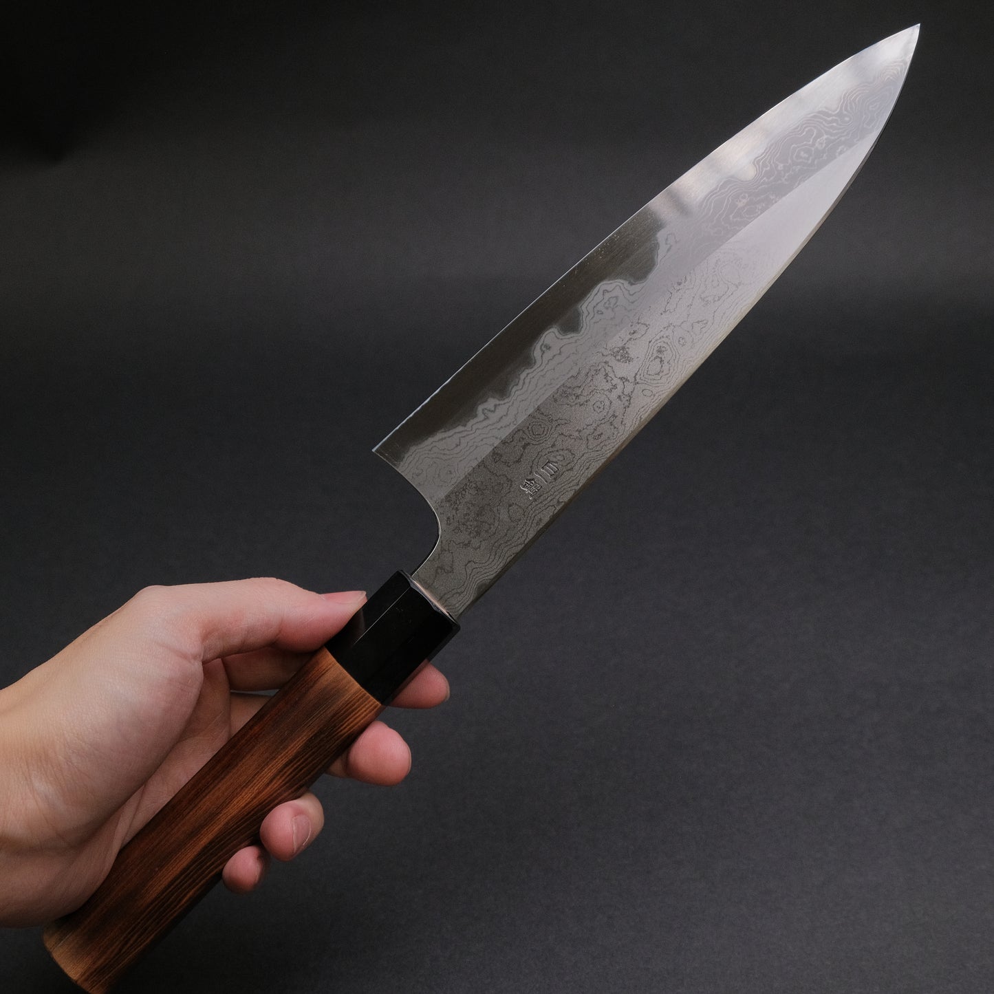 Hitohira Togashi White #1 Damascus Gyuto 210mm Burnt Yakusugi Handle