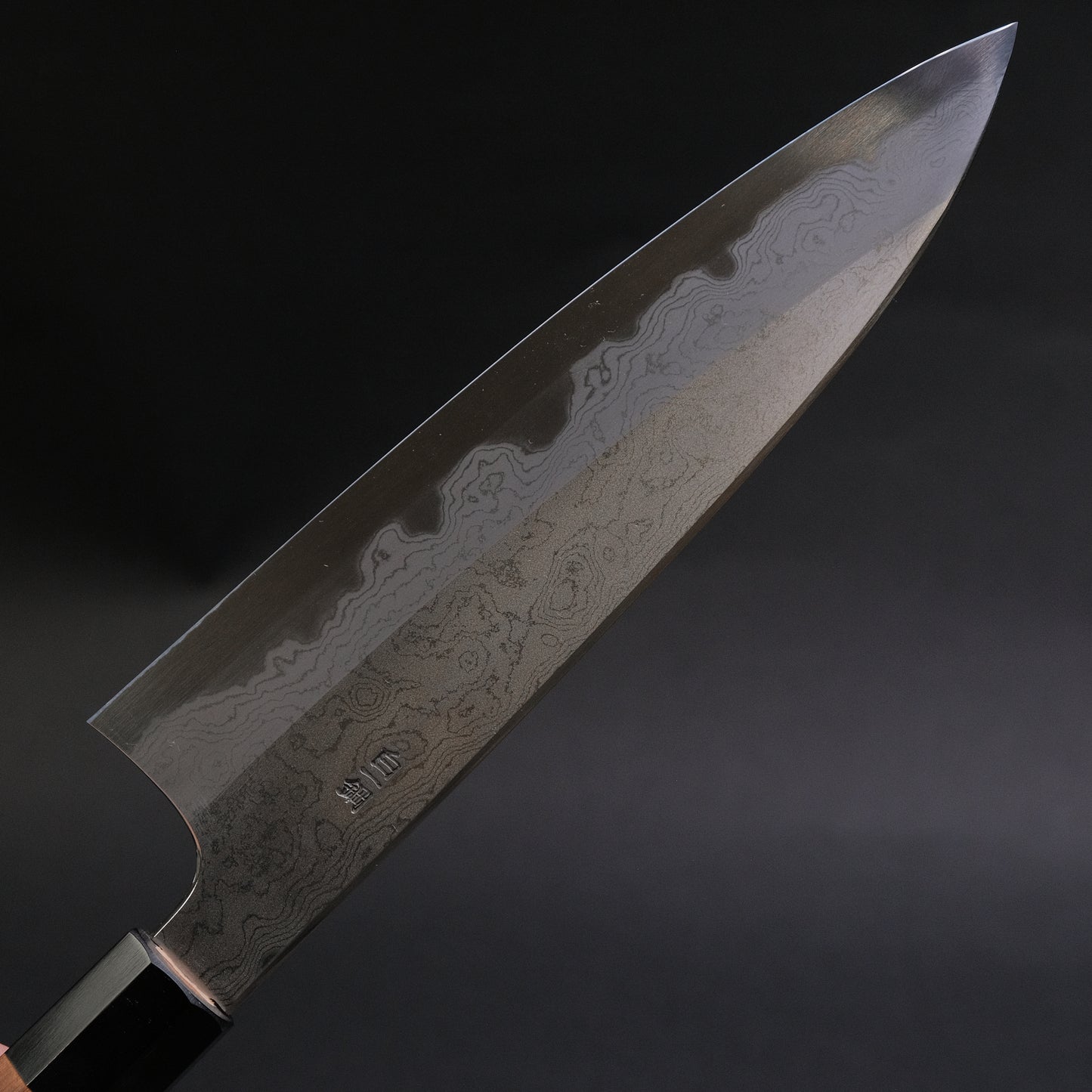 Hitohira Togashi White #1 Damascus Gyuto 210mm Burnt Yakusugi Handle