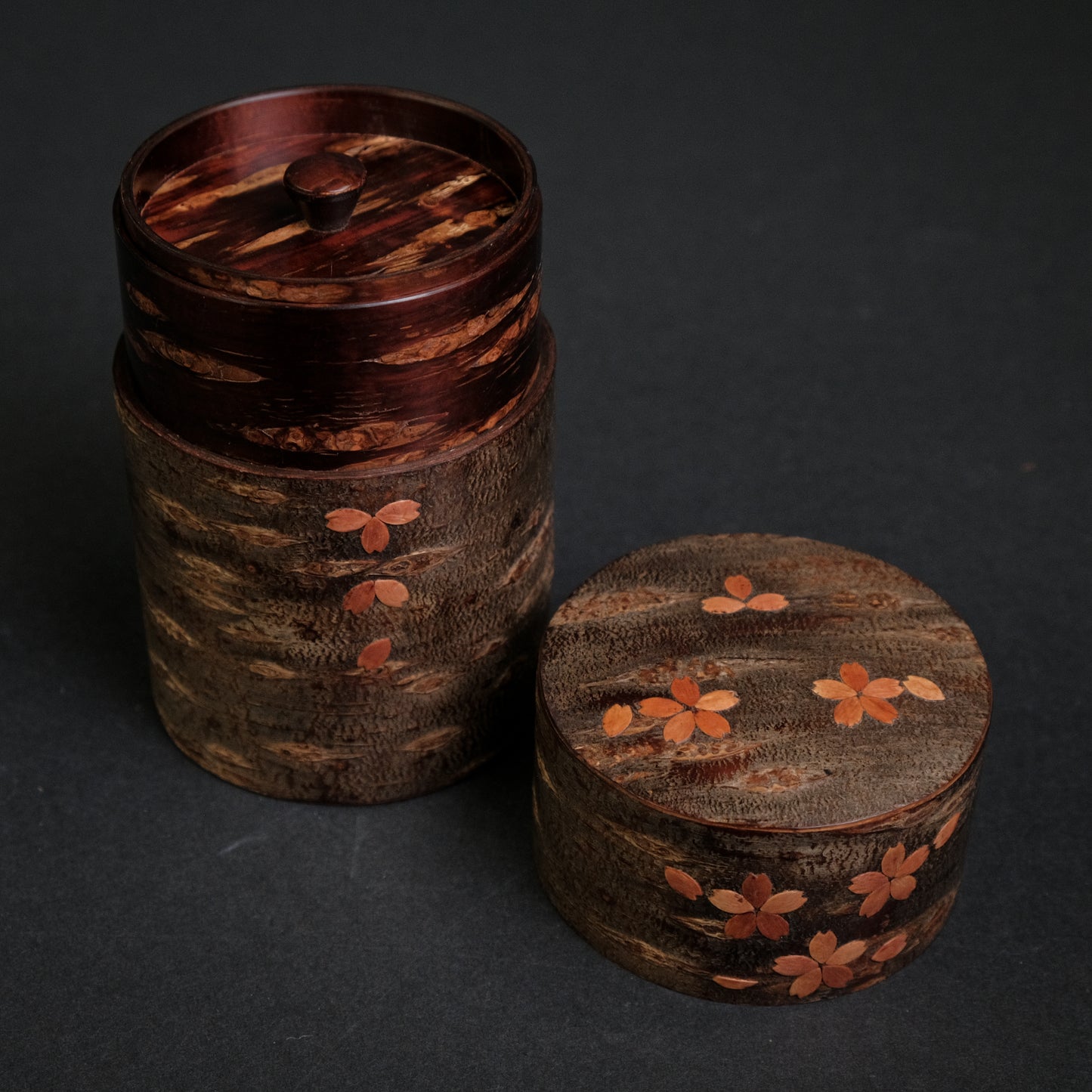 Komon Denshiro Tea Container with Sakura Pattern