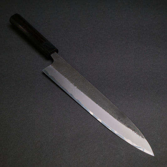 Akifusa Wakui Kurouchi Nashiji Blue #2 Gyuto 240mm Ebony Handle (Discounted)