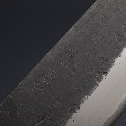 Akifusa Wakui Kurouchi Nashiji Blue #2 Kiritsuke Gyuto 240mm Ebony Handle