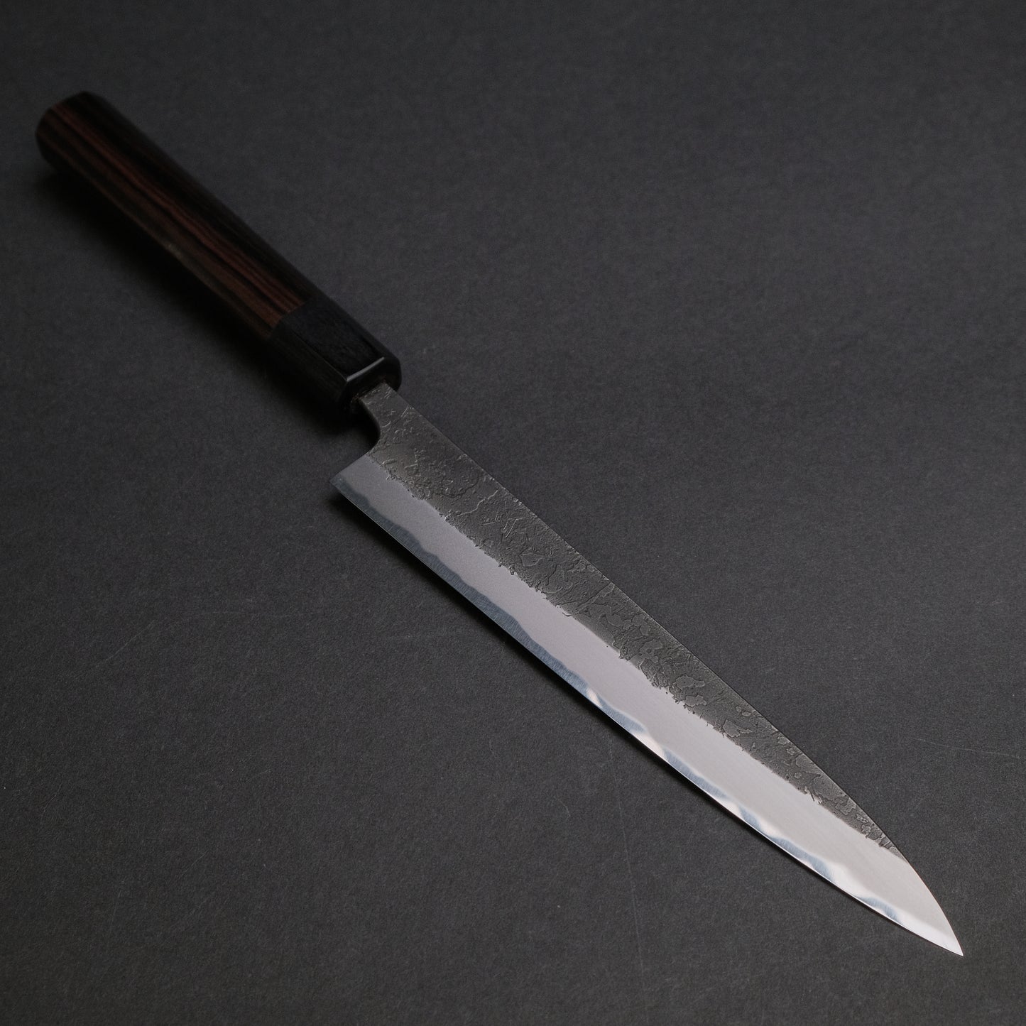 Toshihiro Wakui Kurouchi Nashiji Blue #2 Petty 180mm Ebony Handle