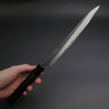 Akifusa Wakui Kurouchi Nashiji Blue #2 Sujihiki 210mm Ebony Handle (Discounted)