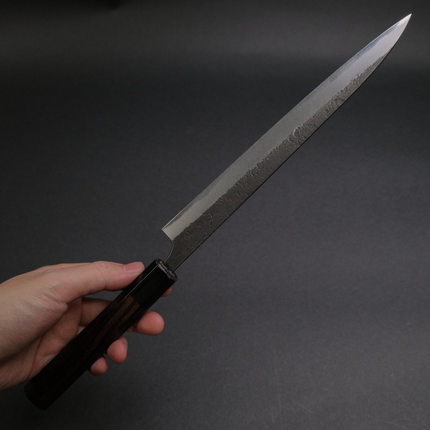 Akifusa Wakui Kurouchi Nashiji Blue #2 Sujihiki 210mm Ebony Handle (Discounted)